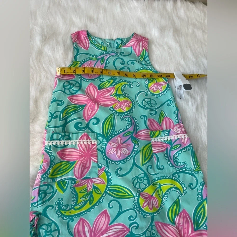 Lilly Pulitzer Aqua Green and Pink Floral Dress Pockets 6